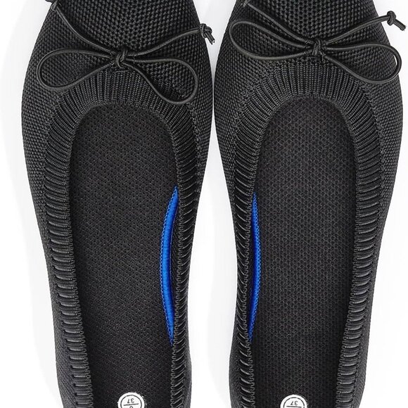 Shoes - Women's Black Mesh Flats 8.5 Pointed Toe Bow Comfortable Dress Shoes